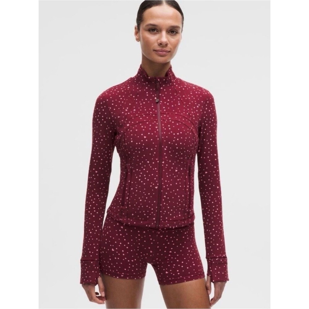 Lululemon Burgundy Scattered Hearts Define Jacket Size 10 NWT - Picture 3 of 5